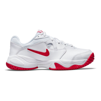 JUNIOR NIKE COURT LITE TENNIS SHOES - WHITE/RED