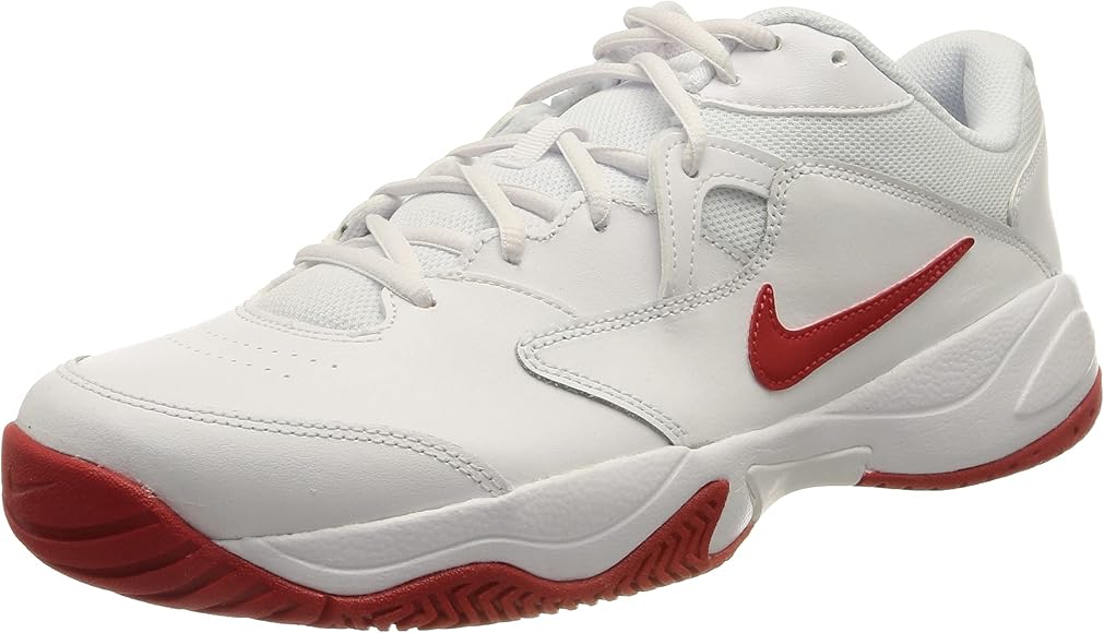 MEN'S NIKE COURT LITE TENNIS SHOES - WHITE/RED