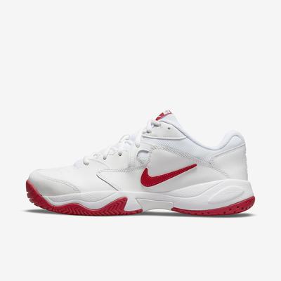 MEN'S NIKE COURT LITE TENNIS SHOES - WHITE/RED