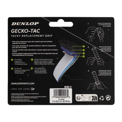 DUNLOP GECKO TAC RELACEMENT TENNIS GRIP - BLACK