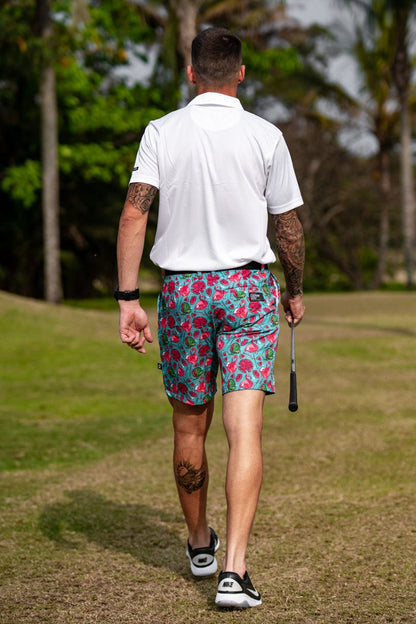 MEN'S CA FUNKY GOLF SHORTS - TROPICAL FLAMINGO