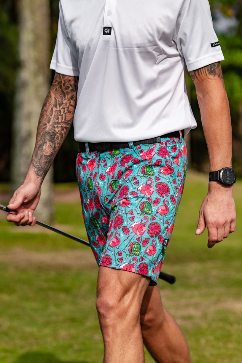 MEN'S CA FUNKY GOLF SHORTS - TROPICAL FLAMINGO