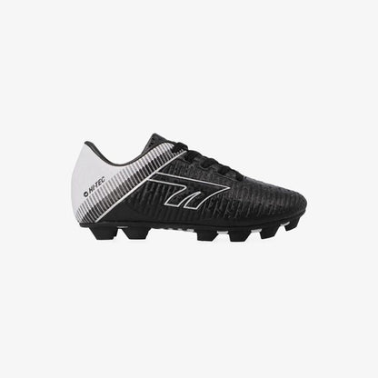 JUNIOR HI-TEC ATTACK SOCCER BOOTS - BLACK/WHITE/SILVER