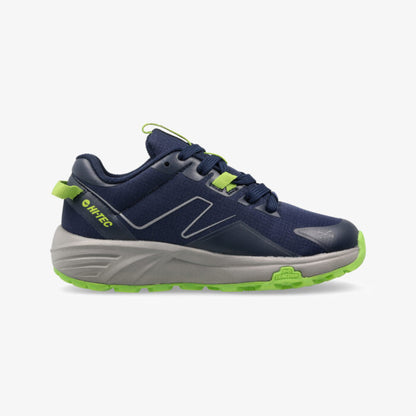 JUNIOR HI-TEC TEMPO TRAIL SHOES - NAVY/DARK CITRON